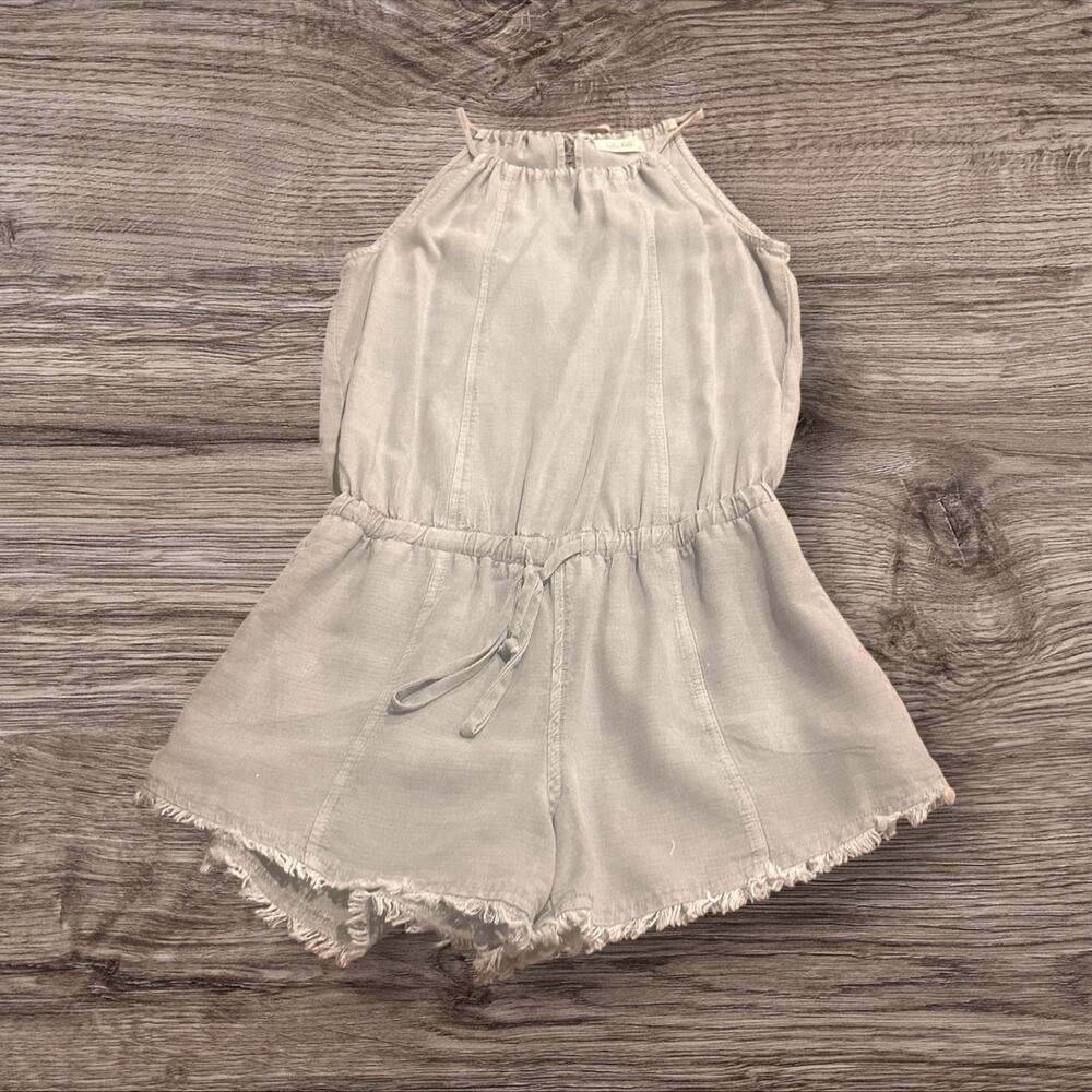 Bella Dahl Women's Sleeveless Linen Blend Short Fringed Romper Size XS